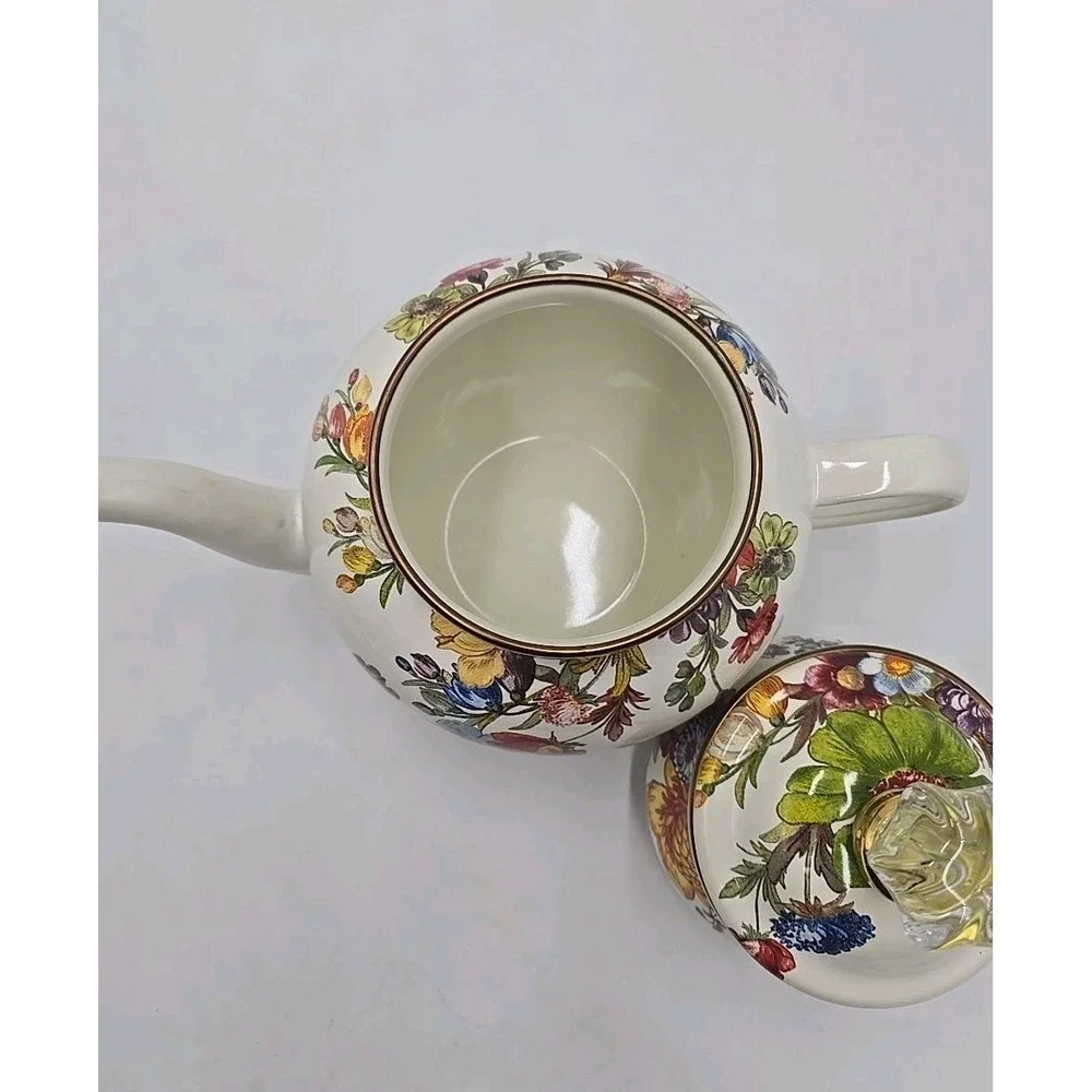 MacKenzie Childs White Flower Market Enamel High Tea Quiet Luxury Garden Cottage
